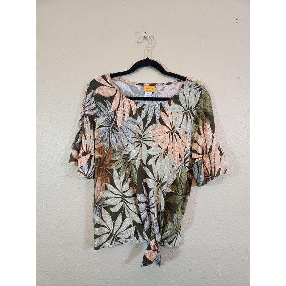 Ruby Rd. Tops - Ruby Rd. Womens Multicolor Tropical Hawaiian Print Stretch Blouse Size Petite XL